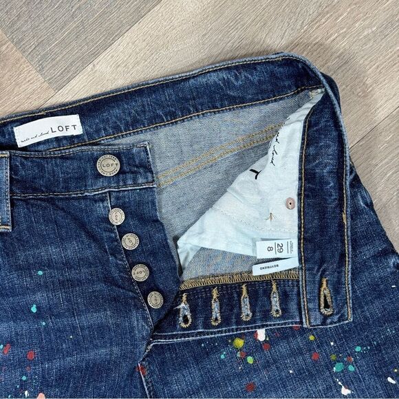 Loft Made and Loved Paint Splatter Boyfriend Jeans Blue 8 Button Fly - Picture 6 of 16